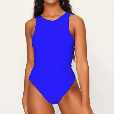 Women Basic Solid Color Sleeveless Round Neck Bodysuit