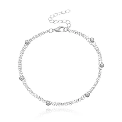 Simple Round Bead Double-layer Alloy Anklet