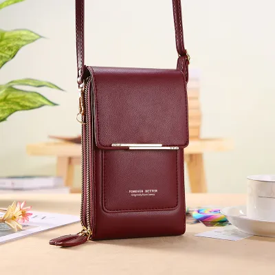 Touch Screen Phone Crossbody Bag Female Small Messenger Cute Phone Bag Fashion Key Coin Bag Vertical Style