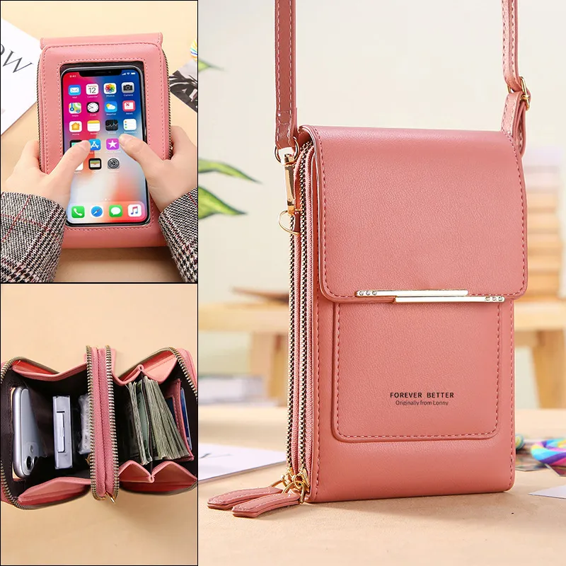 Touch Screen Phone Crossbody Bag Female Small Messenger Cute Phone Bag Fashion Key Coin Bag Vertical Style