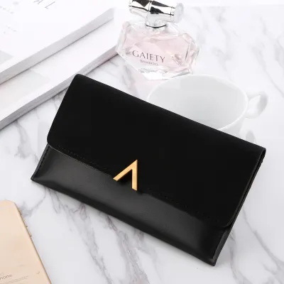 Women Clamshell Color Blocking Frosted PU Leather Purse with Magnetic Buckle
