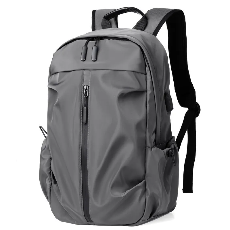 Men Casual Zipper Design Solid Color Large Capacity Backpack