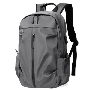Men Casual Zipper Design Solid Color Large Capacity Backpack