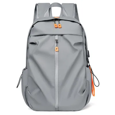 Men Casual Zipper Design Solid Color Large Capacity Backpack With Physiological Curve Backplane