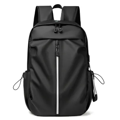 Men Casual Zipper Design Solid Color Large Capacity Backpack With Physiological Curve Backplane