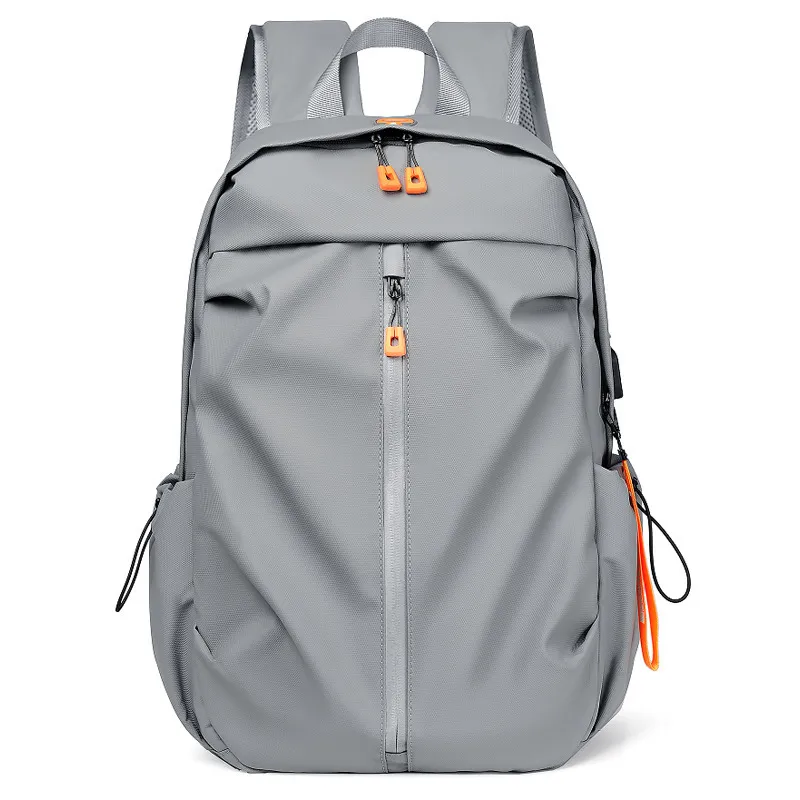 Men Casual Zipper Design Solid Color Large Capacity Backpack With Physiological Curve Backplane