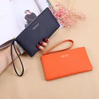 Solid Color Zipper Clutch Coin Purse Large Capacity