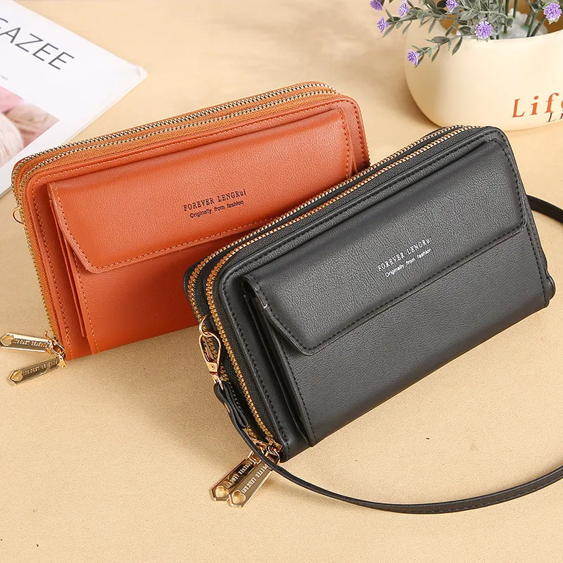 Women Casual Clamshell Design Solid Color Large Capacity PU Leather Purse