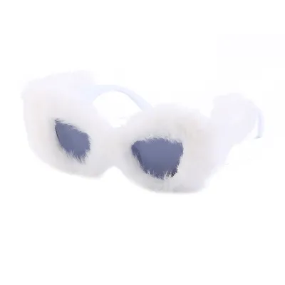 Women Chic Plush Design Cat Eye Sunglasses