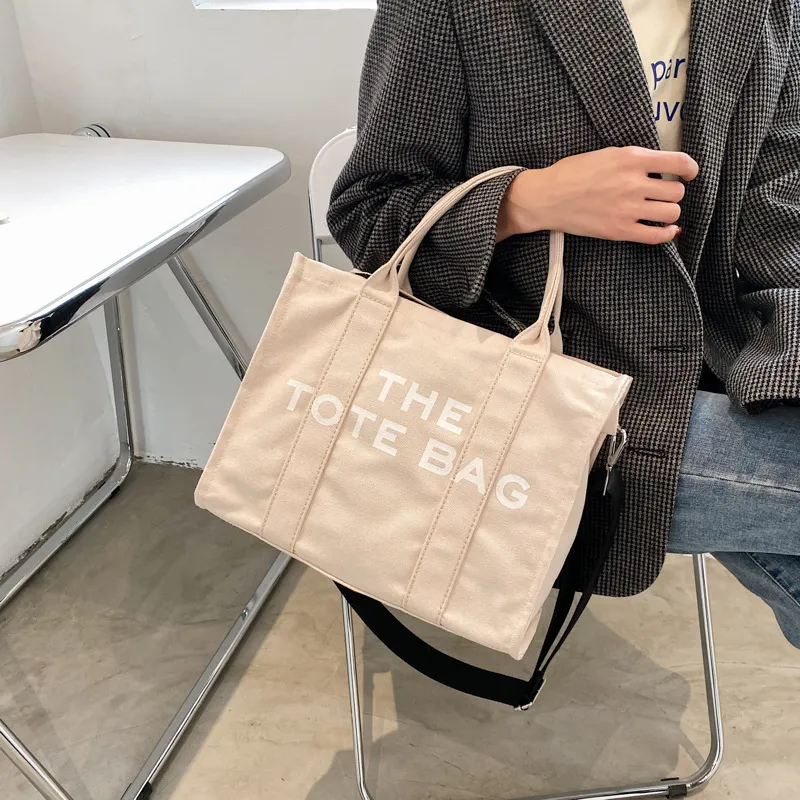 Women Simple Fashion Letter Printing Large Capacity Canvas Tote Bag