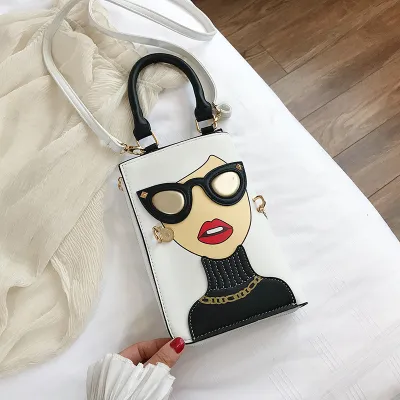 Women's Cartoon Graphic Pattern PU Shoulder Bag with Zipper Closure