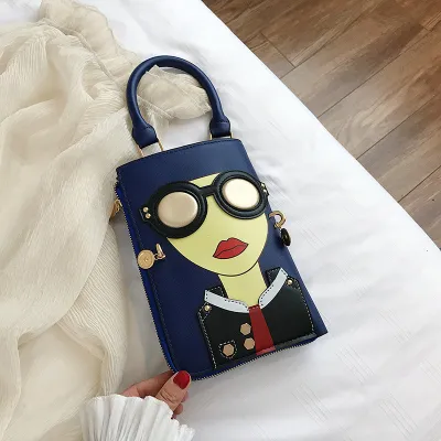 Women's Cartoon Graphic Pattern PU Shoulder Bag with Zipper Closure