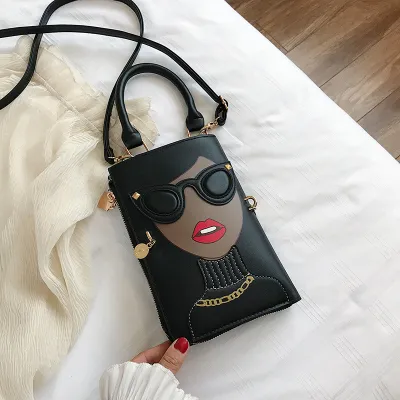 Women's Cartoon Graphic Pattern PU Shoulder Bag with Zipper Closure