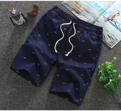 Men Plus Size Casual Mid Waist Drawstring Letter Printed Loose Shorts