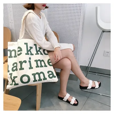 Women Casual Letter Pattern Canvas Large Capacity Shoulder Handle Tote Bag