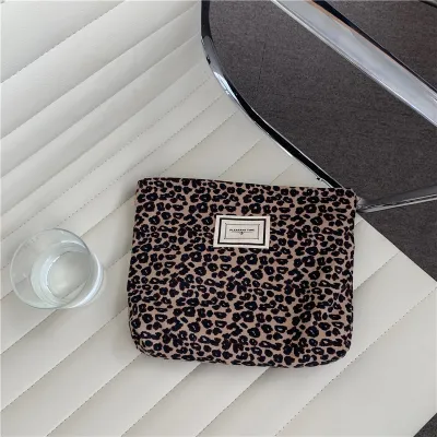 Fashion Leopard Print Cosmetic Bag Portable Canvas Storage Bag