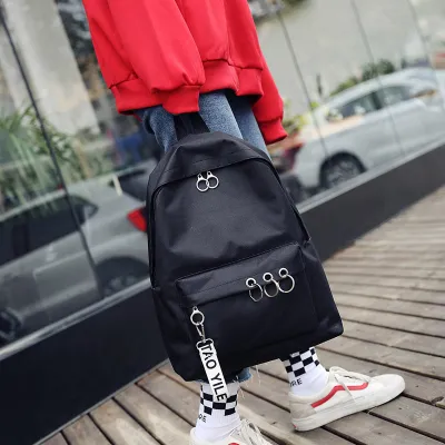 Women Casual Zipper Closure Solid Color Canvas Backpack Nylon Big