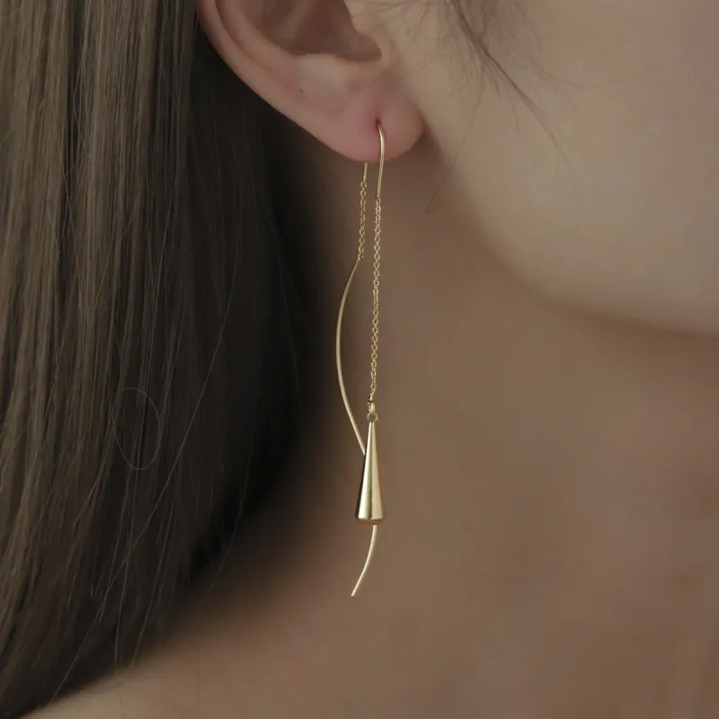 Simple Tassel Design Drop Pendant Decorated Copper Drop Earrings