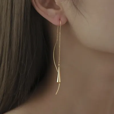 Simple Tassel Design Drop Pendant Decorated Copper Drop Earrings