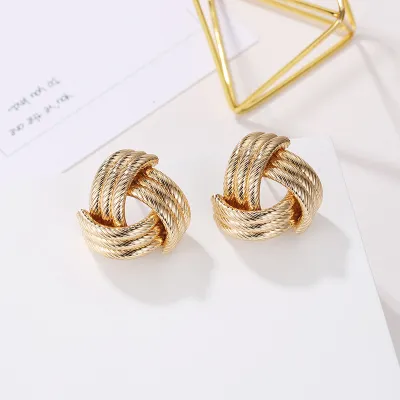 Unique Cross Twist Design Geometric Alloy Women's Ear Studs