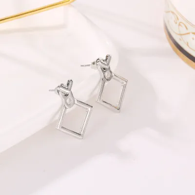 Unique Creative Geometric Hollow Design Alloy Stud Earrings for Women