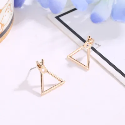 Unique Creative Geometric Hollow Design Alloy Stud Earrings for Women