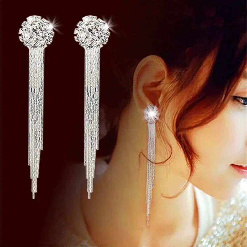 Temperament Rhinestone Decoration Alloy Tassel Earrings