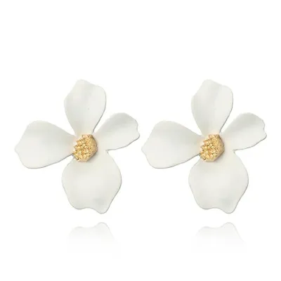 Cute Four Petal Flower Shape Design Plastic Stud Earrings for Women