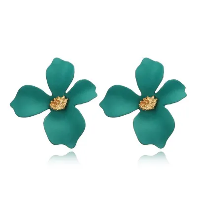 Cute Four Petal Flower Shape Design Plastic Stud Earrings for Women