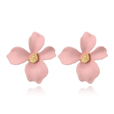 Cute Four Petal Flower Shape Design Plastic Stud Earrings for Women