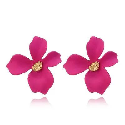 Cute Four Petal Flower Shape Design Plastic Stud Earrings for Women