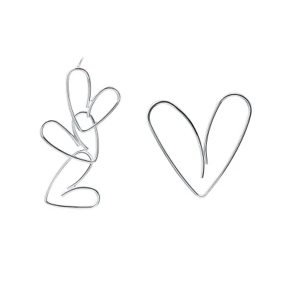 Creative Asymmetric Design Irregular Geometric Heart Shaped Alloy Earrings