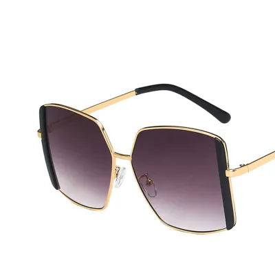 Women Temperament Oversized Polygon Metal Frame Sunglasses Retro Casual Fashion