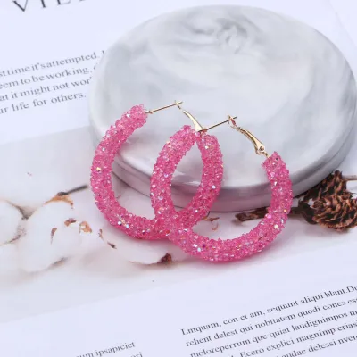 Exaggerated Rhinestone Alloy Hoop Earrings Women Simple Geometric
