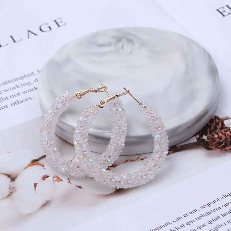 Crystal Hoop Earrings - Moonstone Beaded Statement Jewelry - Wholesale  Earrings - Yahoo Shopping