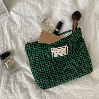 Women Casual Fresh and Sweet Houndstooth Small Square Cosmetic Bag