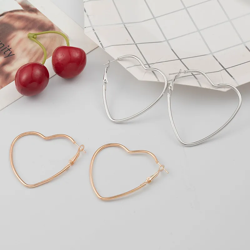 Simple Heart-shaped Hollow Design Alloy Earrings for Women