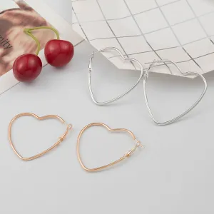 Simple Heart-shaped Hollow Design Alloy Earrings for Women