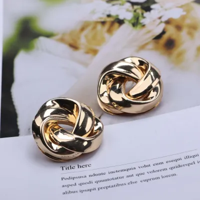 Unique Geometric Twist Design Alloy Stud Earrings For Women