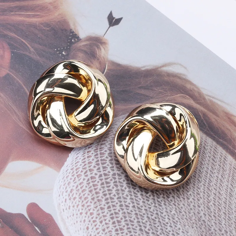 Unique Geometric Twist Design Alloy Stud Earrings For Women