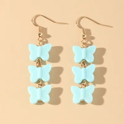 Cute Butterfly Pendant Design Resin Drop Earrings