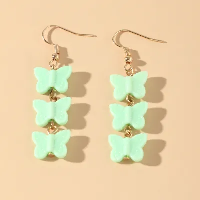 Cute Butterfly Pendant Design Resin Drop Earrings