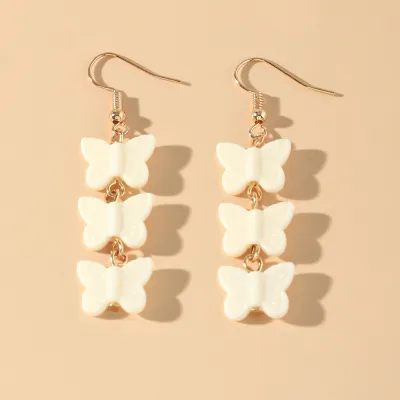Cute Butterfly Pendant Design Resin Drop Earrings