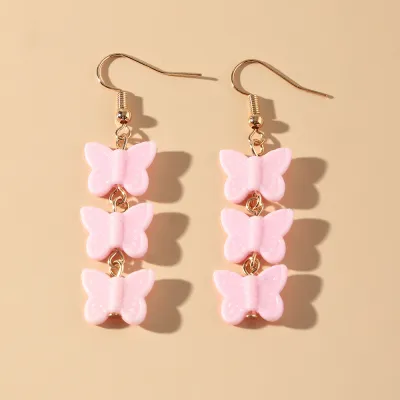 Cute Butterfly Pendant Design Resin Drop Earrings
