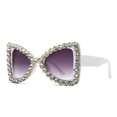 Women Unique Big Frame Rhinestone Butterfly Shaped Sunglasses