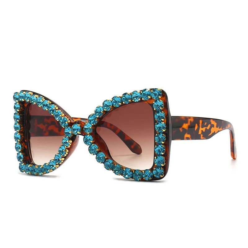 Women Unique Big Frame Rhinestone Butterfly Shaped Sunglasses
