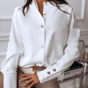 Women Elegant Office Slim-Type Single-breasted Blouse