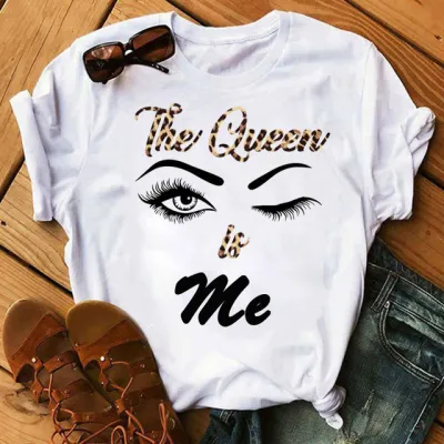 Women Basic Short-sleeved Graphic Printed Round Neck Loose T-shirt