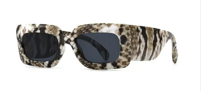 Women Modern Retro Oval Frame Snakeskin Pattern Sunglasses Resin Lens