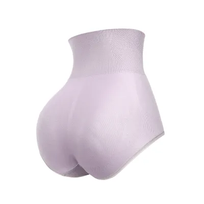 Women High Waist Yoga Panties Solid Color Nylon Briefs